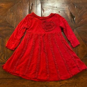 Baby Girls Deep Red Bamboo Style Fabric Size 9 Months Dress, Very Soft, Comfy